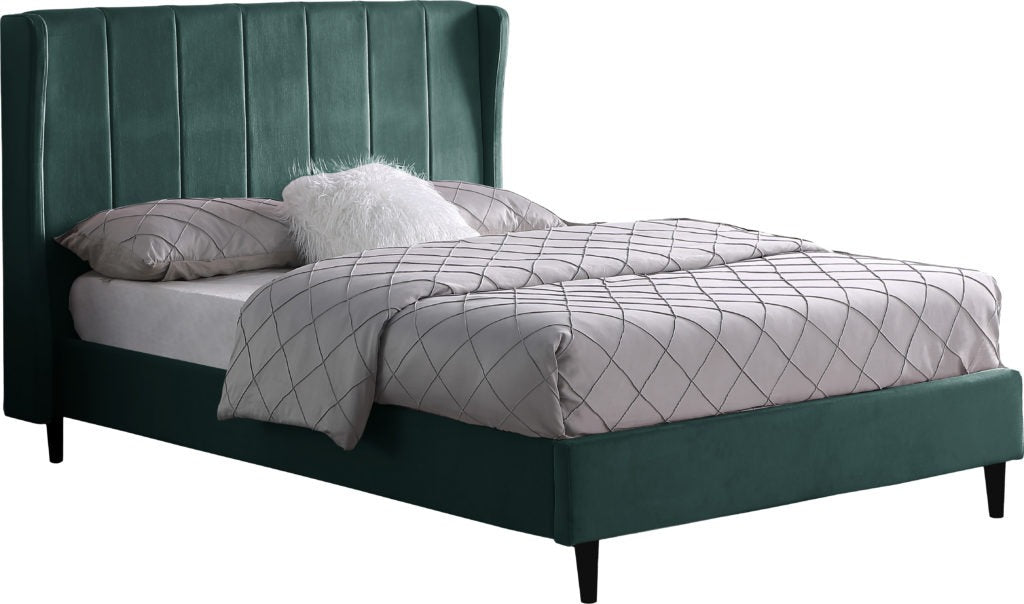 Amelia 4'6" Bed Green Velvet Fabric