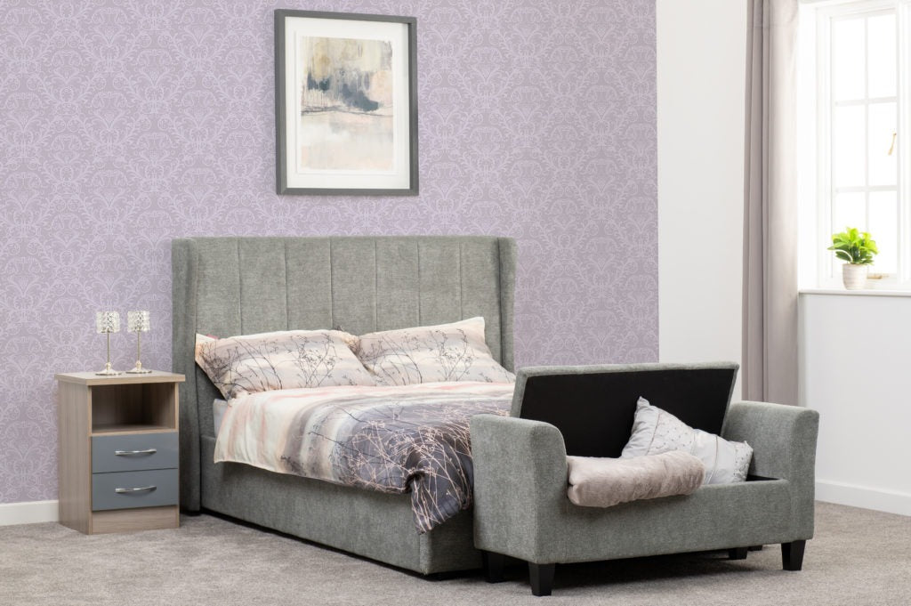 Amelia Plus 5' Storage Bed Dark Grey Fabric