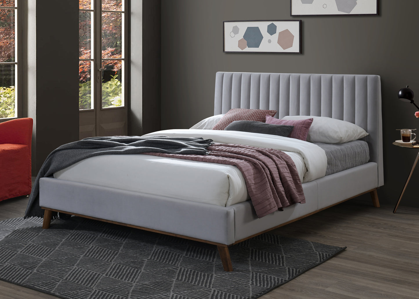 Albany Double/King Bed Light/Dark Gray