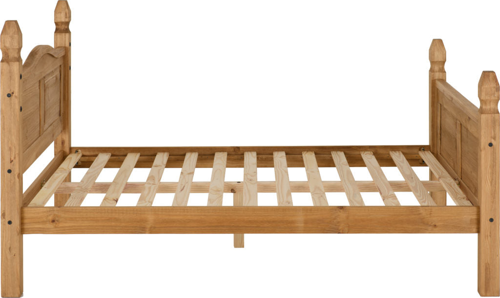 Corona 4'6" Bed High Foot End Distressed Waxed Pine