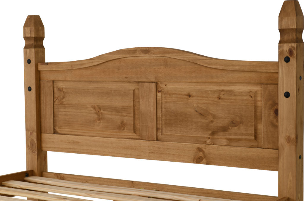 Corona 4'6" Bed High Foot End Distressed Waxed Pine