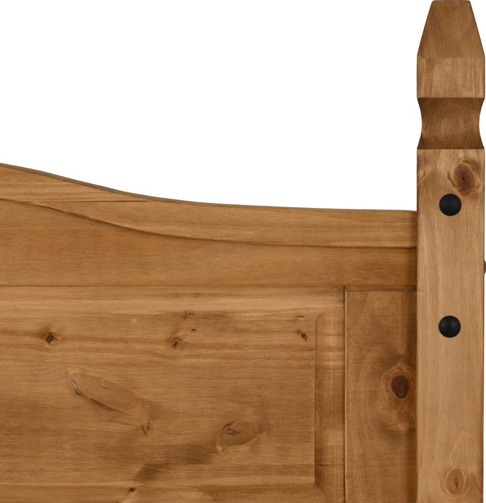 Corona 4'6" Bed High Foot End Distressed Waxed Pine