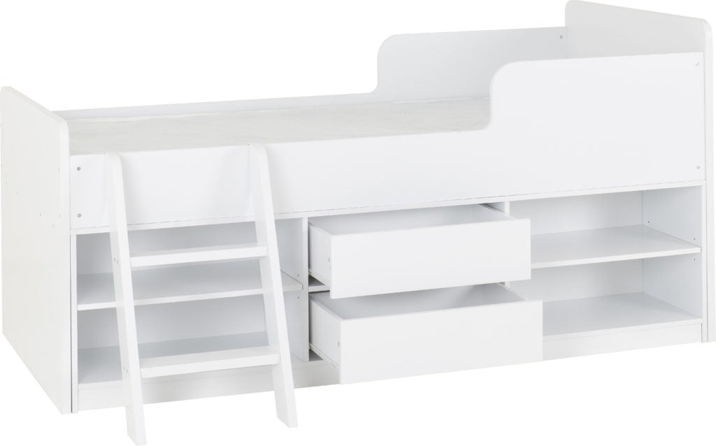 Felix Low Sleeper Bed White/Gray/Sonoma Oak Effect Veneer