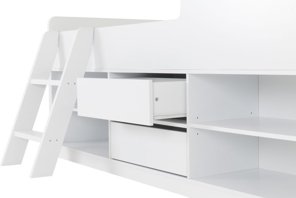 Felix Low Sleeper Bed White/Gray/Sonoma Oak Effect Veneer