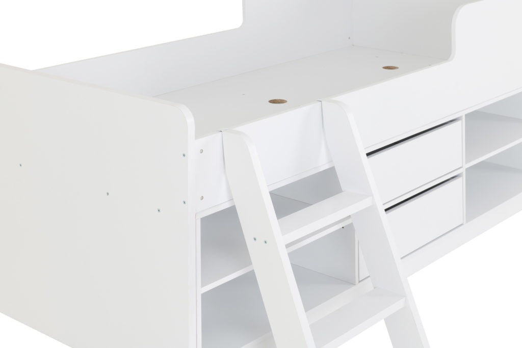 Felix Low Sleeper Bed White/Gray/Sonoma Oak Effect Veneer