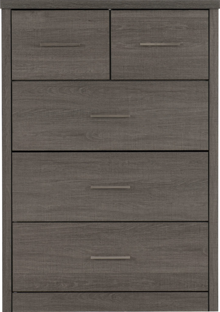Lisbon 3+2 Drawer Chest Black Wood Grain