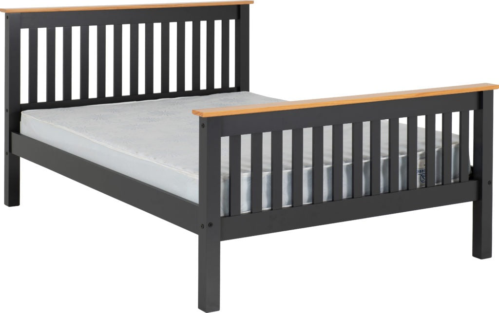 Monaco 5' Bed High Foot End White/Dark Grey