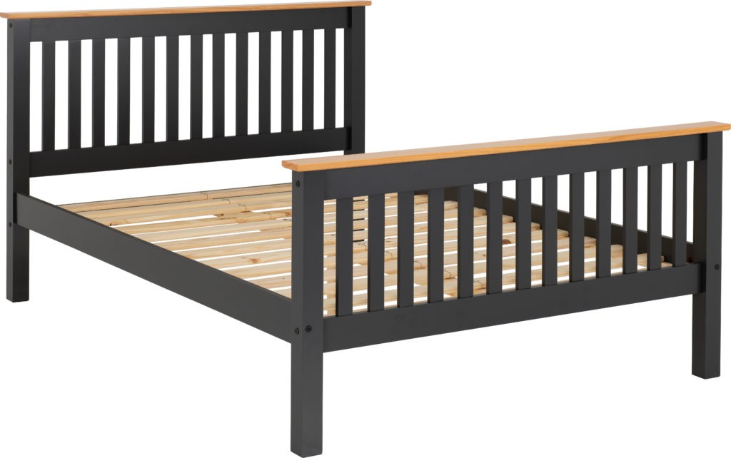 Monaco 5' Bed High Foot End White/Dark Grey