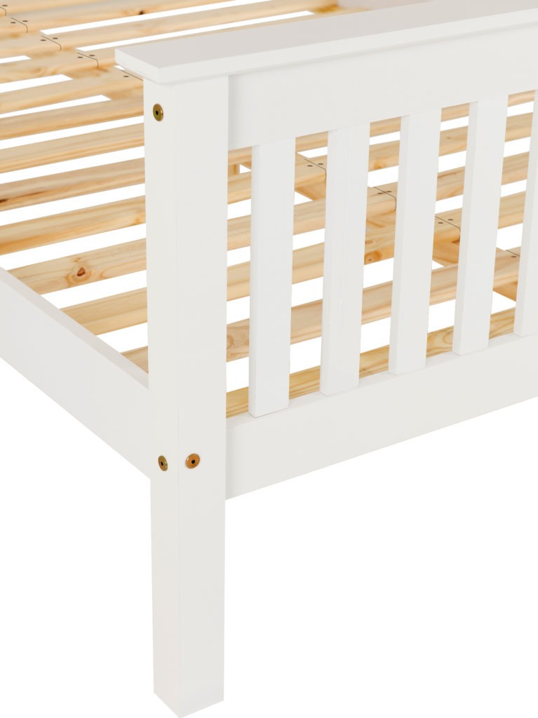 Monaco 5' Bed High Foot End White/Dark Grey