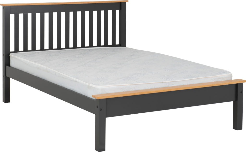 Monaco 4'6" Bed Low Foot End Dark Grey Oak Effect