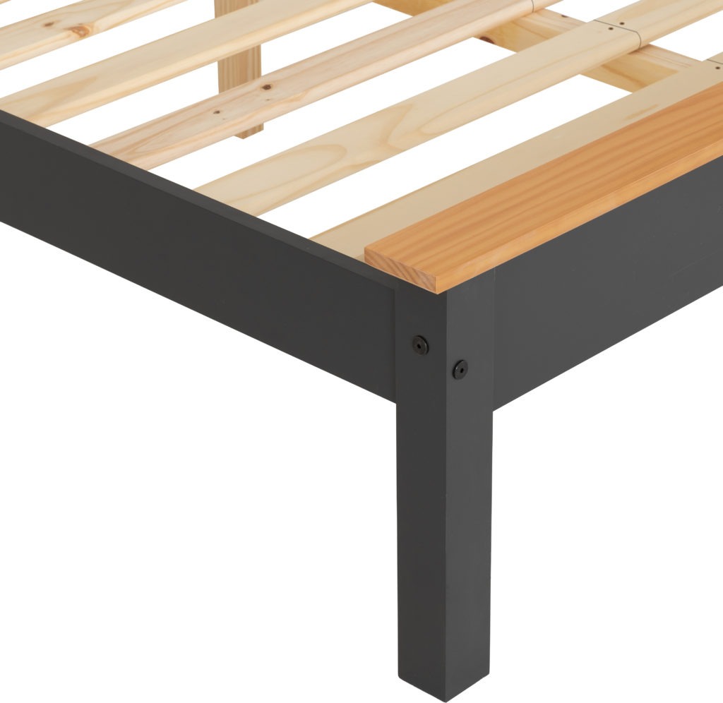 Monaco 4'6" Bed Low Foot End Dark Grey Oak Effect