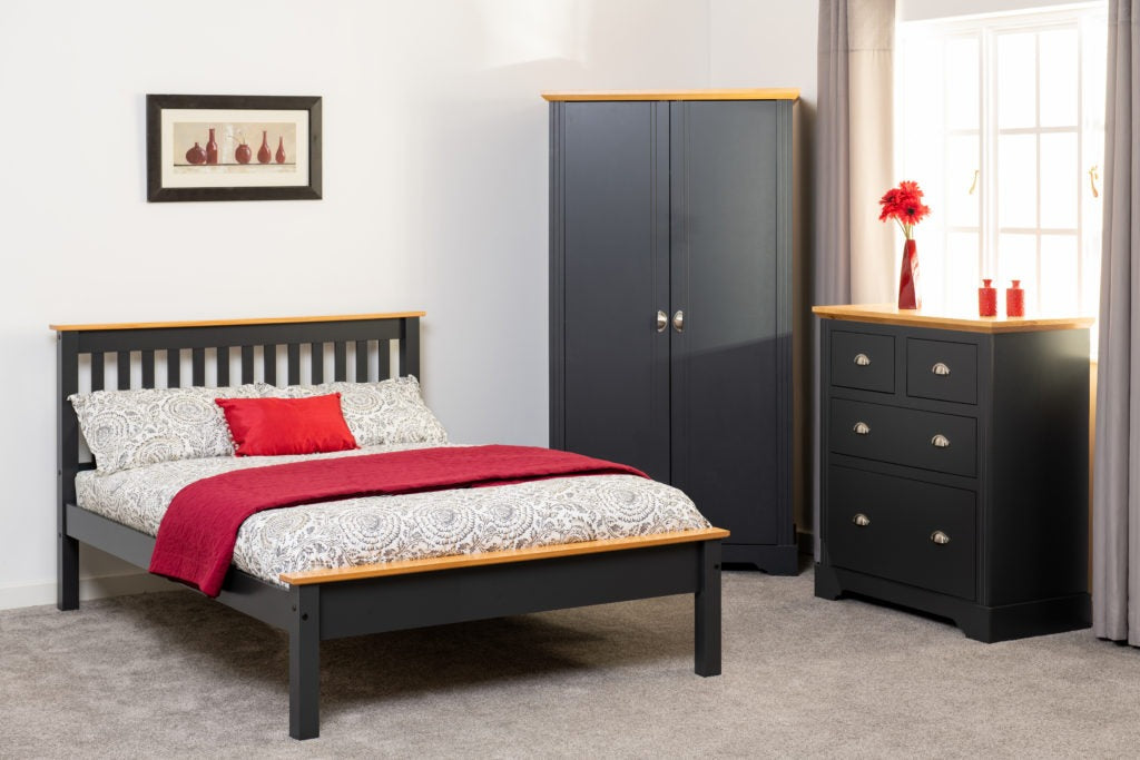 Monaco 4'6" Bed Low Foot End Dark Grey Oak Effect