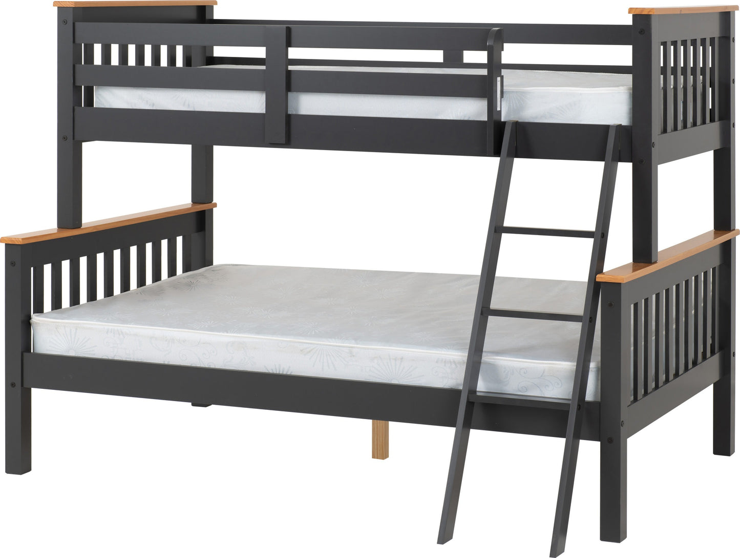 Neptune Triple Sleeper Bunk Bed Dark Grey/White