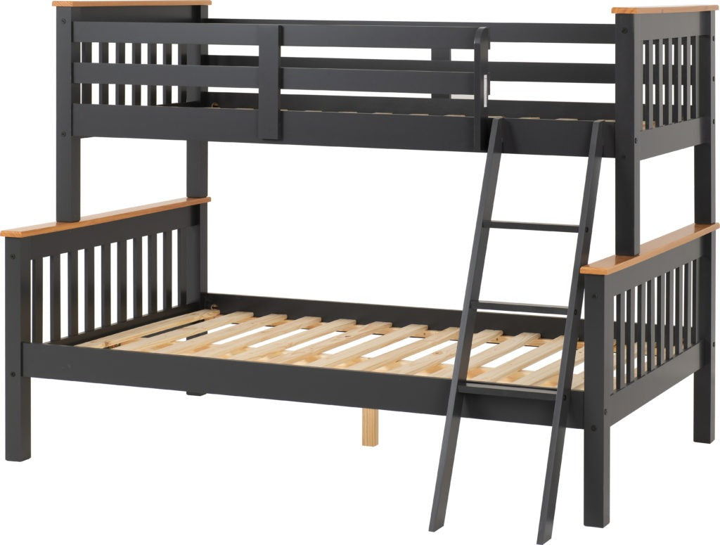 Neptune Triple Sleeper Bunk Bed Dark Grey/White