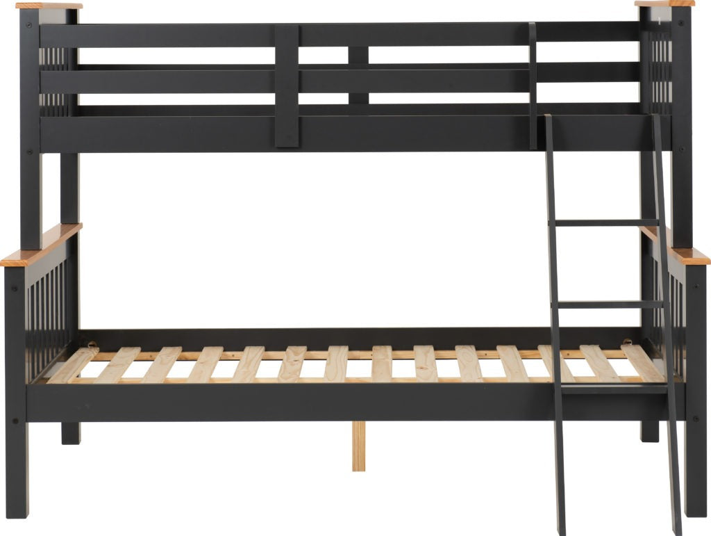Neptune Triple Sleeper Bunk Bed Dark Grey/White