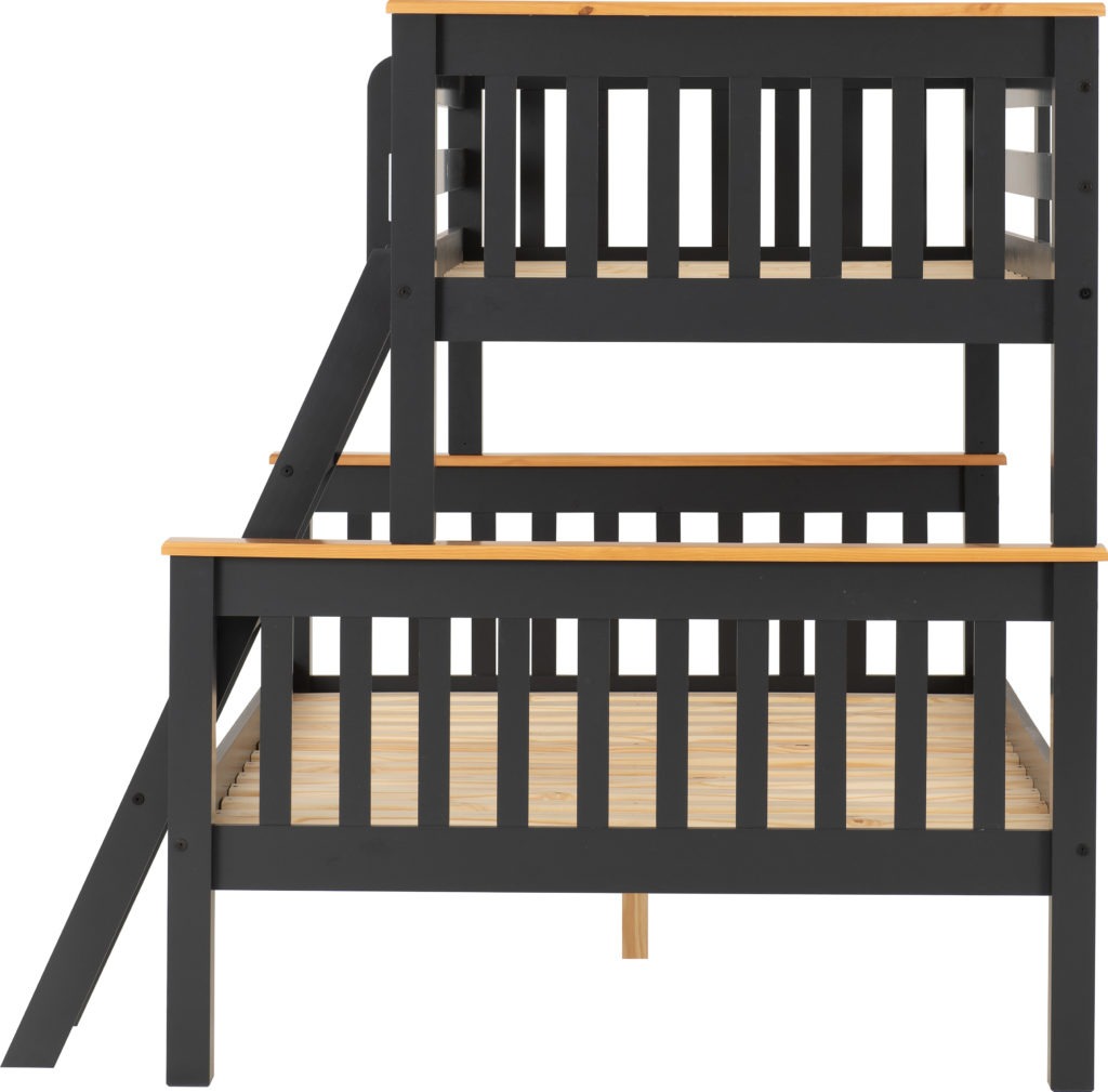 Neptune Triple Sleeper Bunk Bed Dark Grey/White