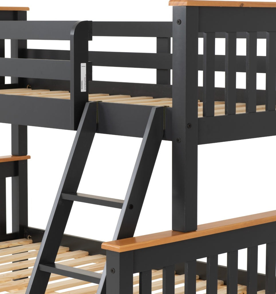 Neptune Triple Sleeper Bunk Bed Dark Grey/White