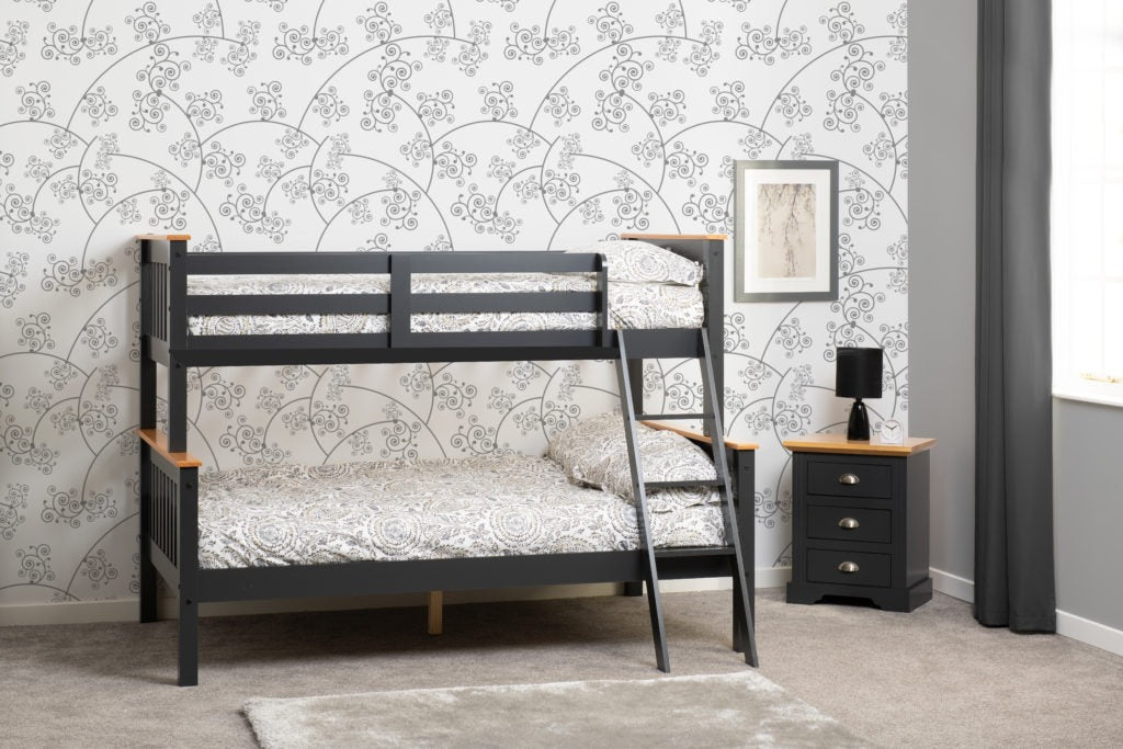Neptune Triple Sleeper Bunk Bed Dark Grey/White