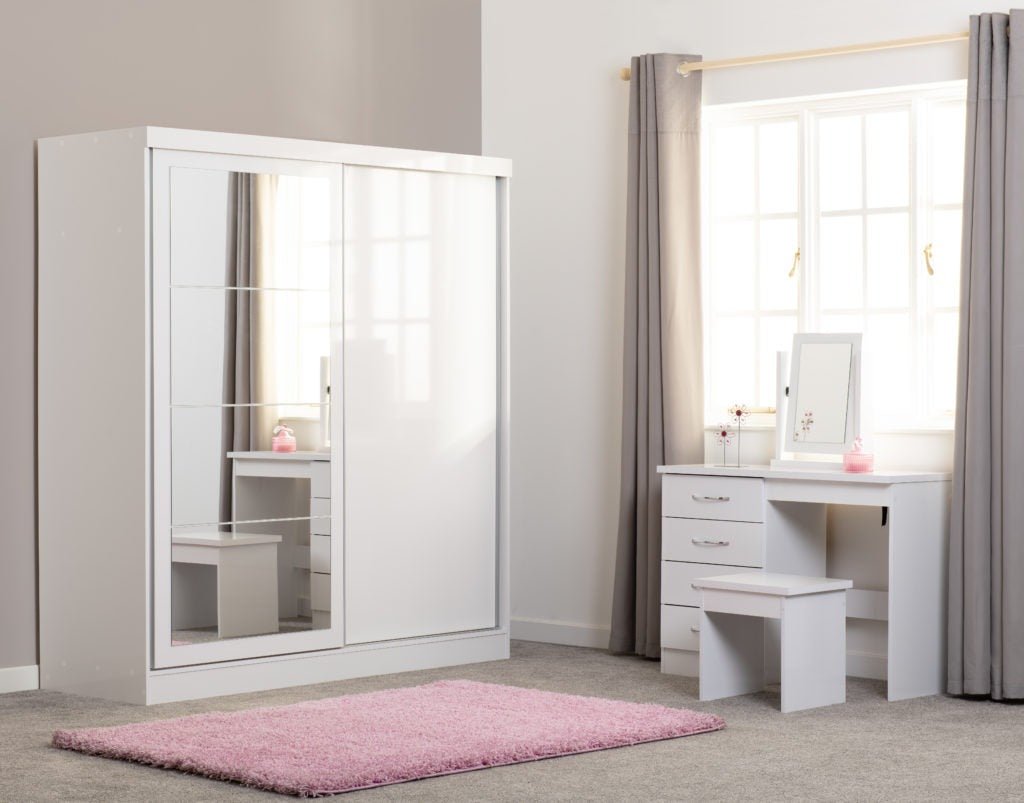 Nevada 4 Drawer Dressing Table Set White Gloss