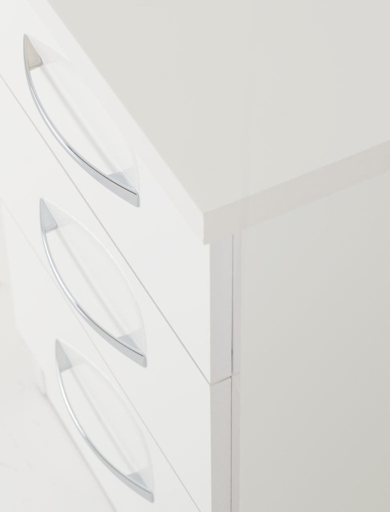 Nevada 3 Drawer Bedside White Gloss