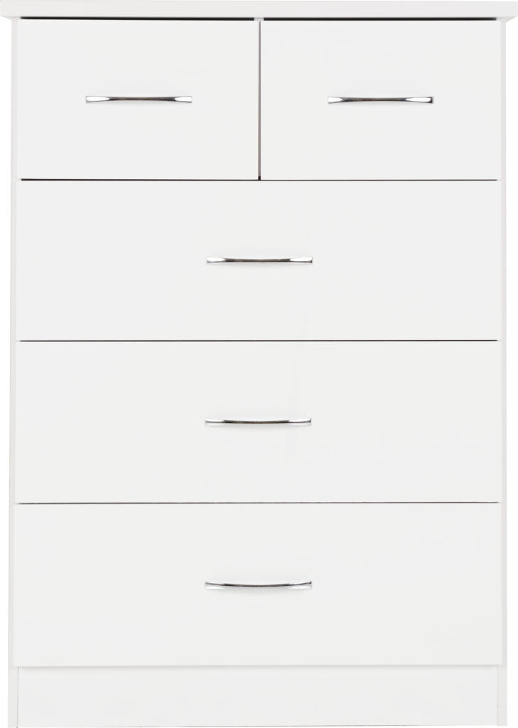 Nevada 3+2 Drawer Chest White Gloss