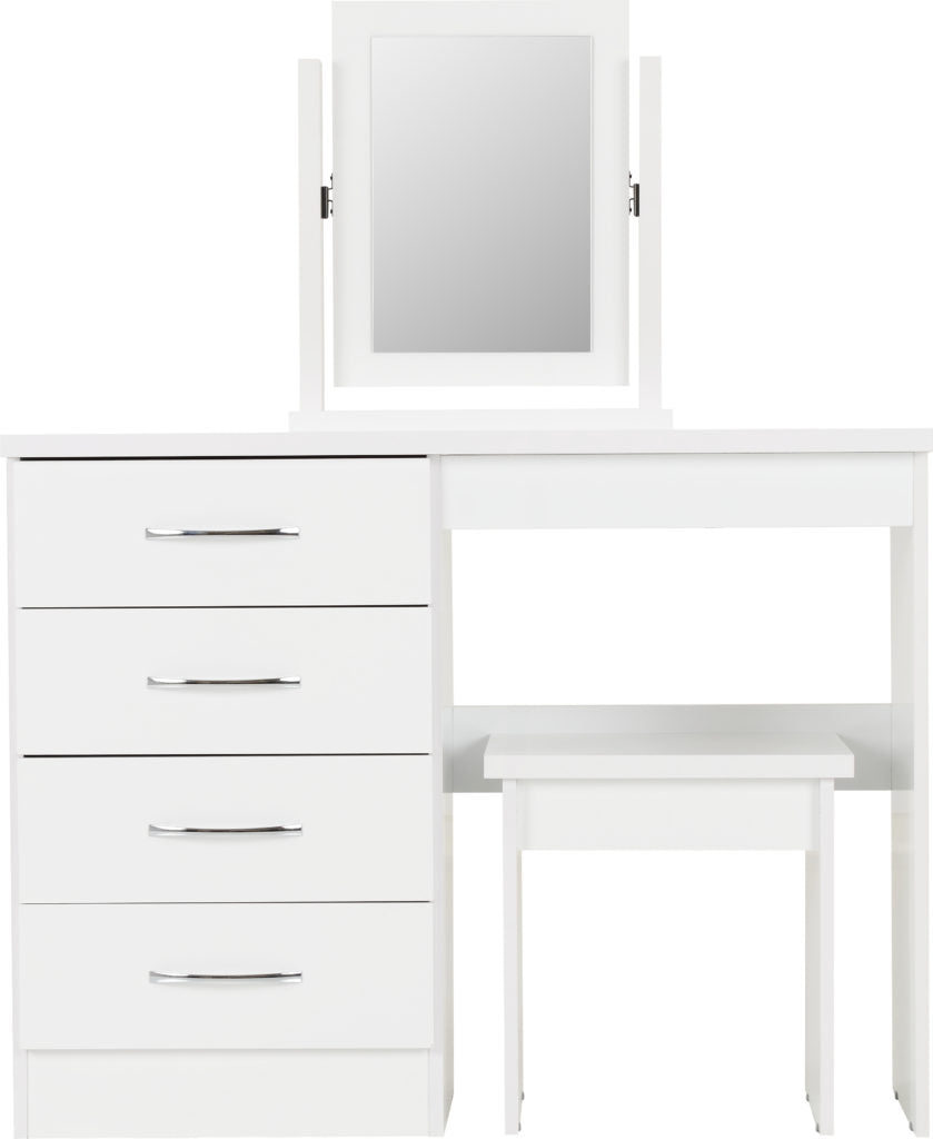 Nevada 4 Drawer Dressing Table Set White Gloss