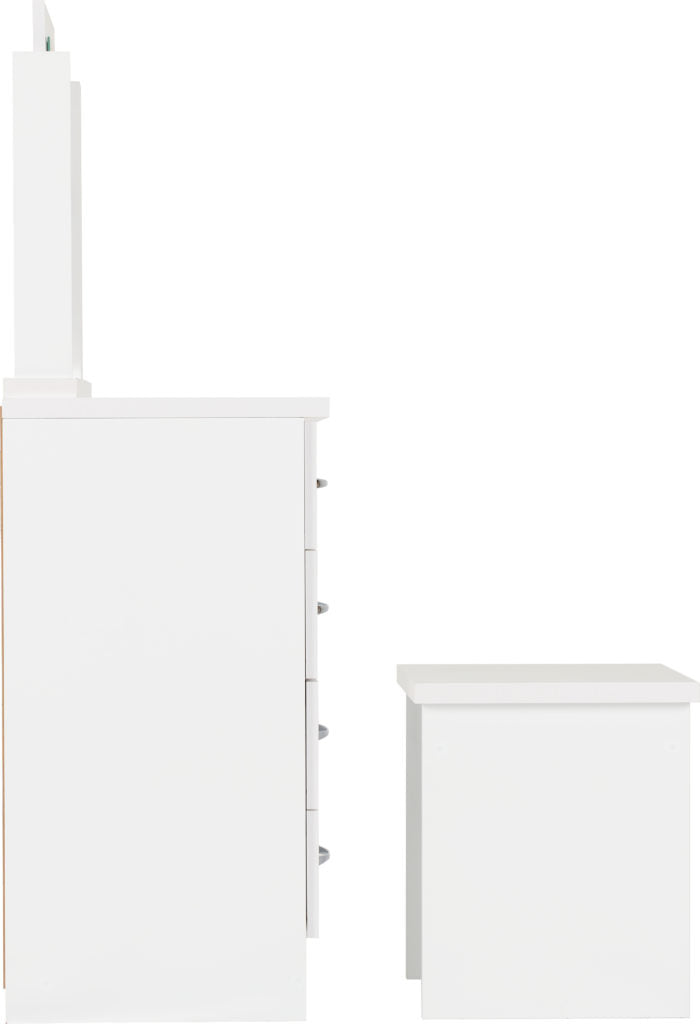 Nevada 4 Drawer Dressing Table Set White Gloss