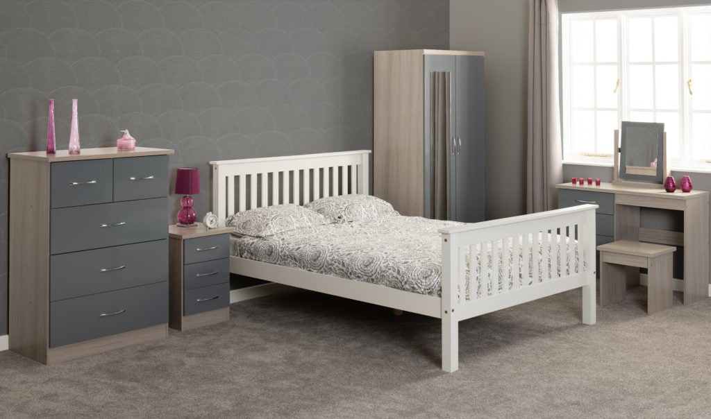 Monaco 5' Bed High Foot End White/Dark Grey