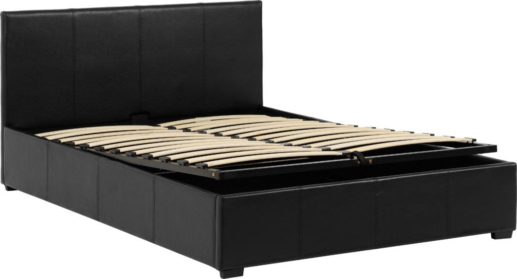 Waverley 5' Storage Bed Black Faux Leather