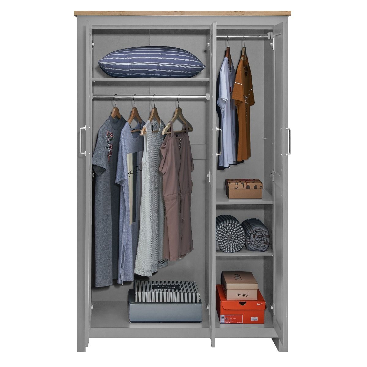 Lisbon 3 Piece Bedroom Set (3 Door Wardrobe, 2+2 Chest, 2 Drawer Bedside)