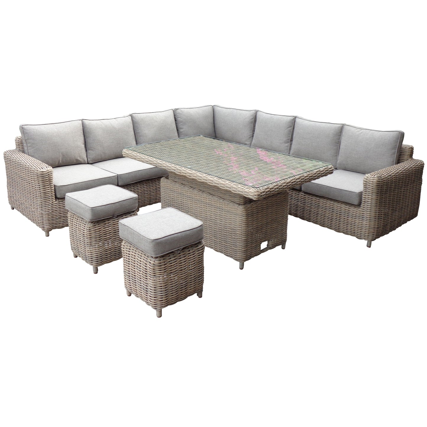 Amalfi Outdoor Large Corner Set With Riser Table and  2 Stools